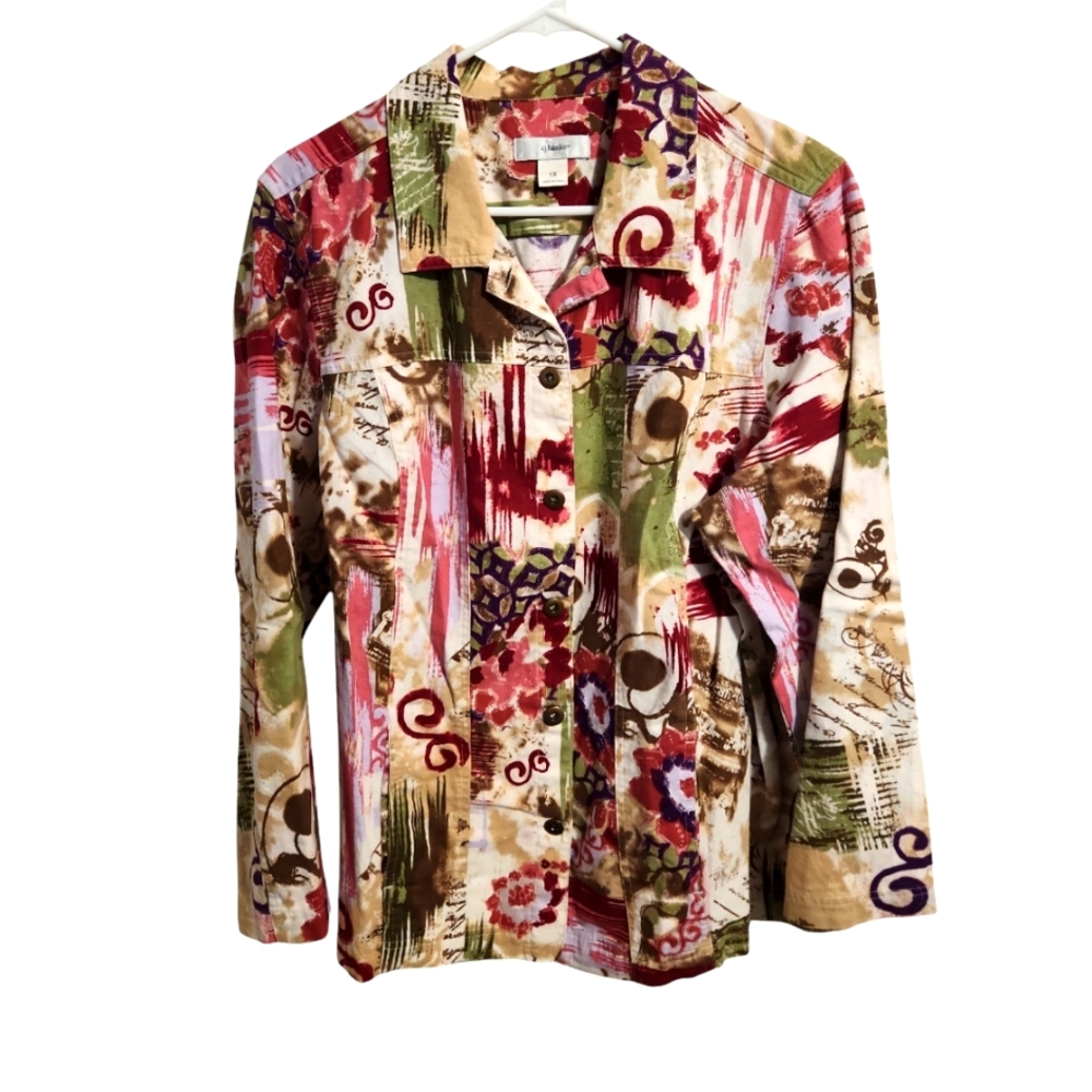 CJ Banks Linen/Cotton Jacket 1X Beautiful colors